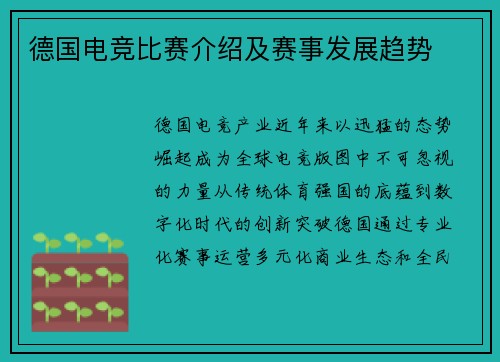 德国电竞比赛介绍及赛事发展趋势